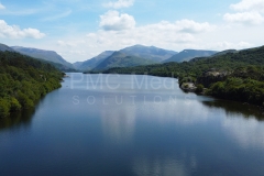 Llyn Padarn from the air, and looking towards Snowdon / Yr Wyddfa