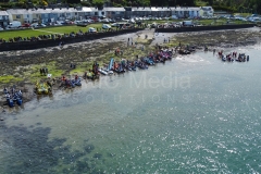 The 2023 Great Strait Raft Race start line in Y Felinheli
