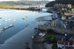 Conwy harbour and castle from the air