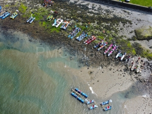 The 2023 Great Strait Raft Race start line in Y Felinheli