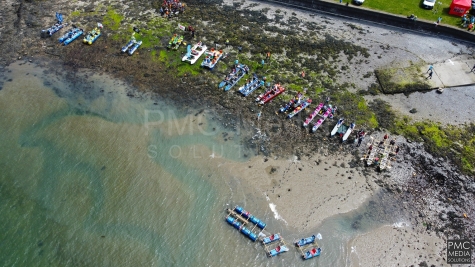 The 2023 Great Strait Raft Race start line in Y Felinheli