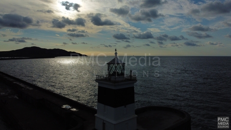 Holyhead breakwater lighthouse in low light