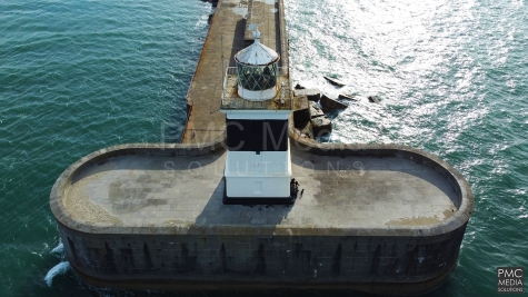 Holyhead breakwater lighthouse from the air