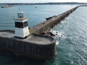 Holyhead breakwater lighthouse from the air