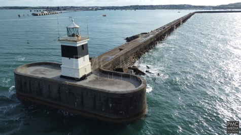 Holyhead breakwater lighthouse from the air