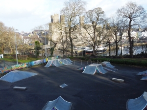 Caernarfon castle from Caernarfon Skatepark