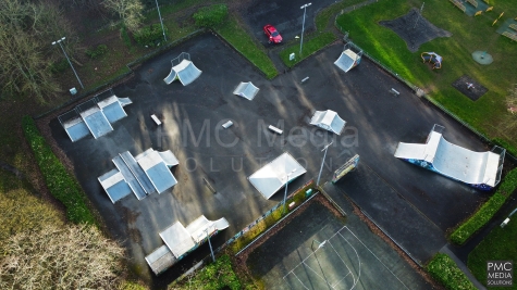 Caernarfon skatepark, looking down from the air