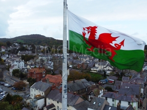A welsh flag from the air.