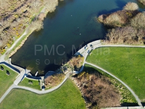 Holyhead breakwater country park from the air.