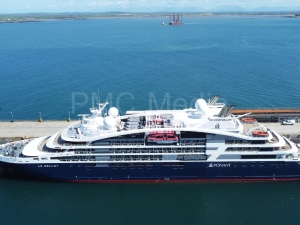 La Bellot cruise ship at Holyhead, taking on passengers.