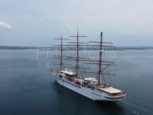 Sea Cloud Spirit leaving the port of Holyhead