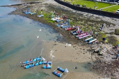 The 2023 Great Strait Raft Race start line in Y Felinheli