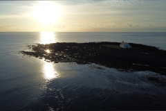 The church in the sea from the air.