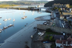 Conwy harbour and castle from the air