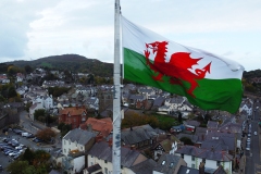 A welsh flag from the air.