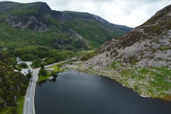 Llyn Ogwen from the air, looking towards the waterfalls.