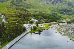 Llyn Ogwen from the air, looking towards the waterfalls.