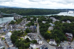 Both Menai Strait bridges from Menai Bridge.