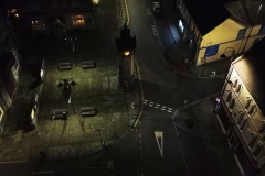 Llangefni Town square by night and from the air